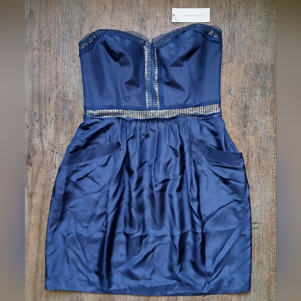 Rebecca Taylor Midnight Blue Strapless Dress Size 12